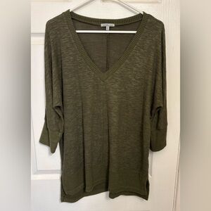 Charlotte Russe Olive V-Neck Knit Sweater